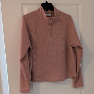 Columbia Women's Mauve Button-Up Waffle Knit Sweater